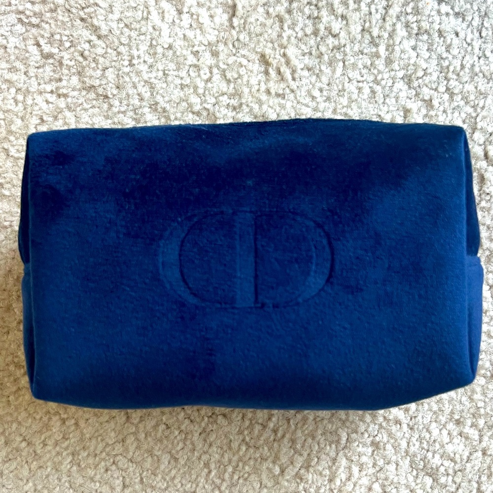 Christian DIOR Beauty Navy Blue Velvet Makeup Bag